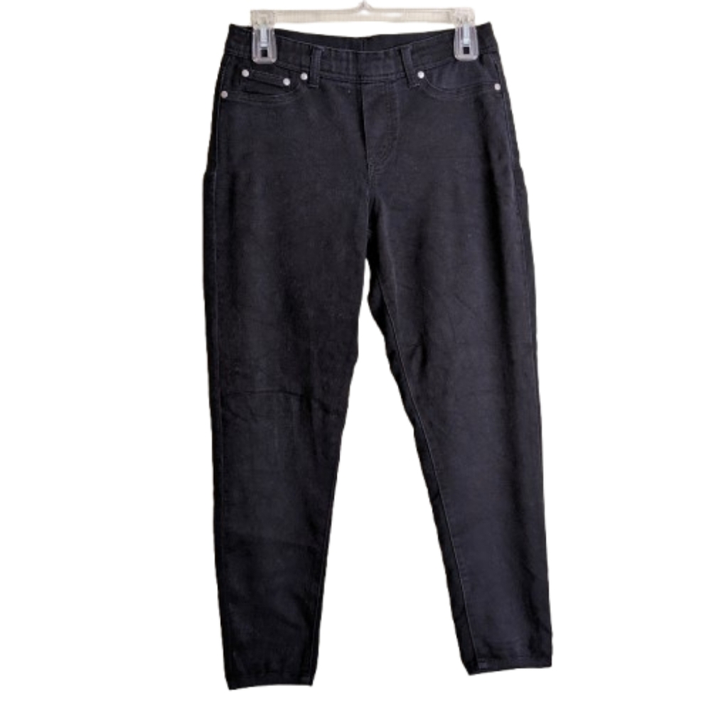 Diane Gilman DG Lux Sport Jeans Stretchy Black Elastic Waist Size S